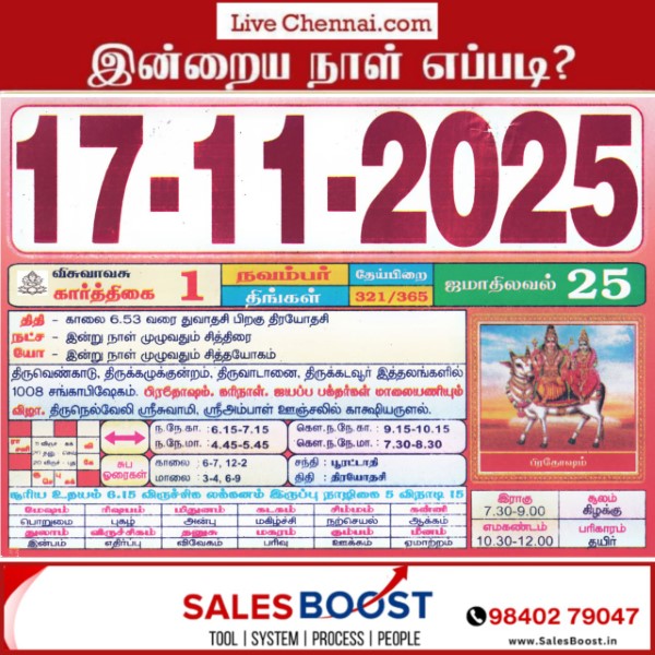 Auspicious (Nalla Neram) time today (Nov 17th)