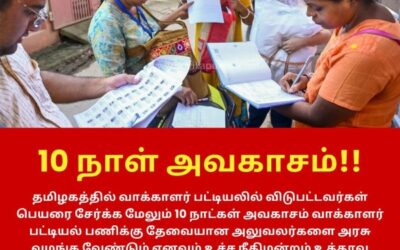 வாக்காளர் பட்டியலில் விடுபட்டவர்களை சேர்க்க 10 நாள் அவகாசம்!!