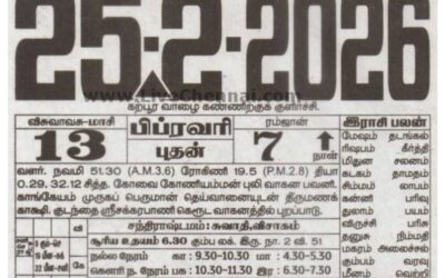Auspicious (Nalla Neram) time today (Feb 25th)